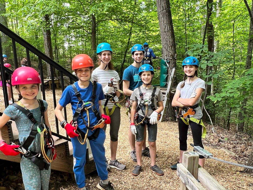 6 kids going ziplining