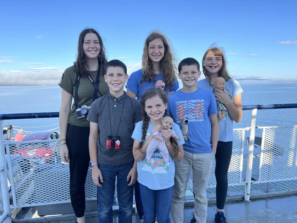 kids on a ferry on Lake Champlain