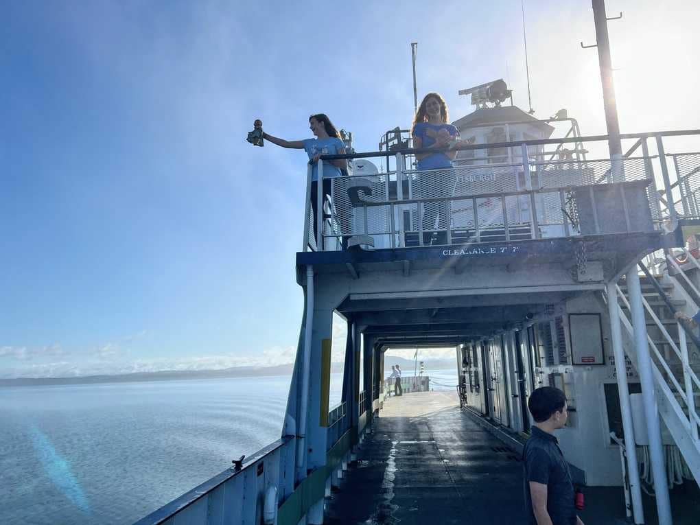 kids on a ferry on Lake Champlain