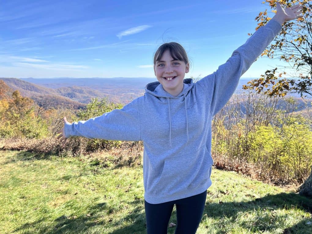 girl starting a hike