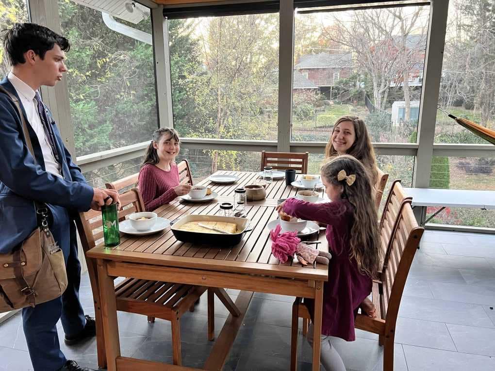 family eating dinner
