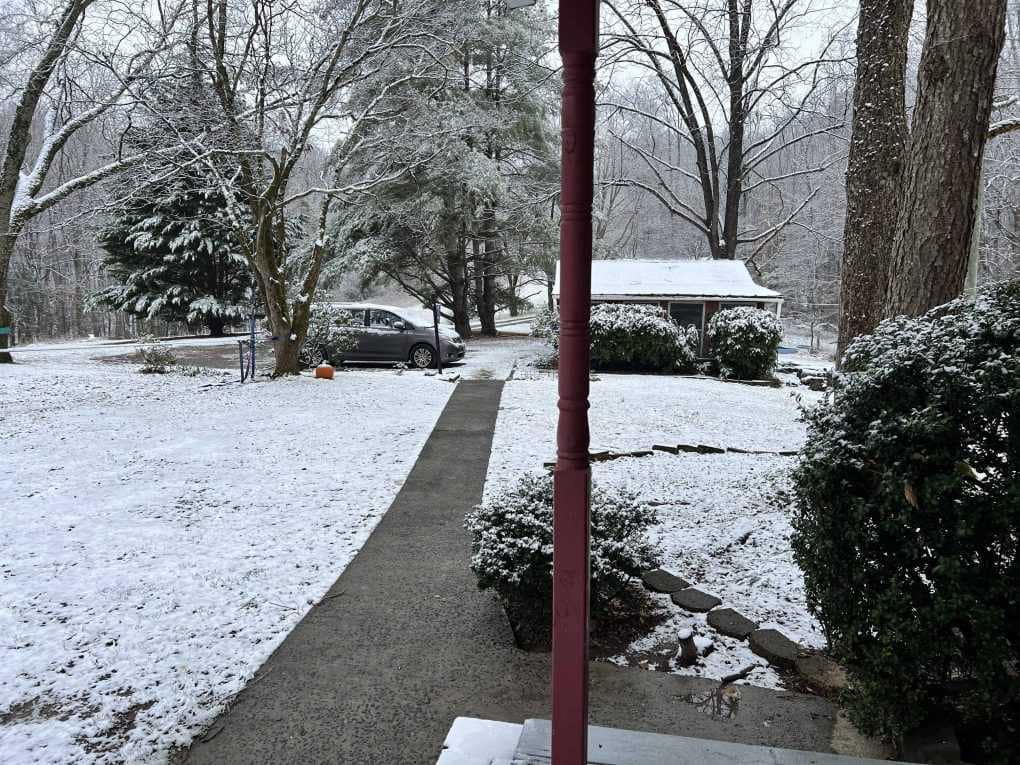 snow at a country house