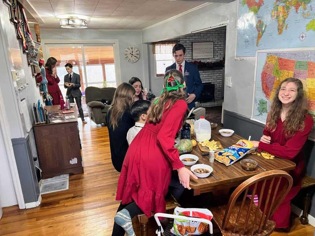 setting the table for lunch