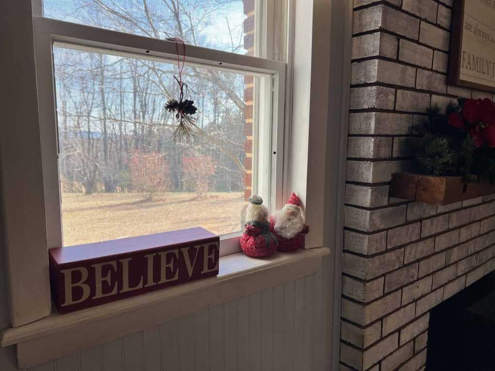holly hanging in the window