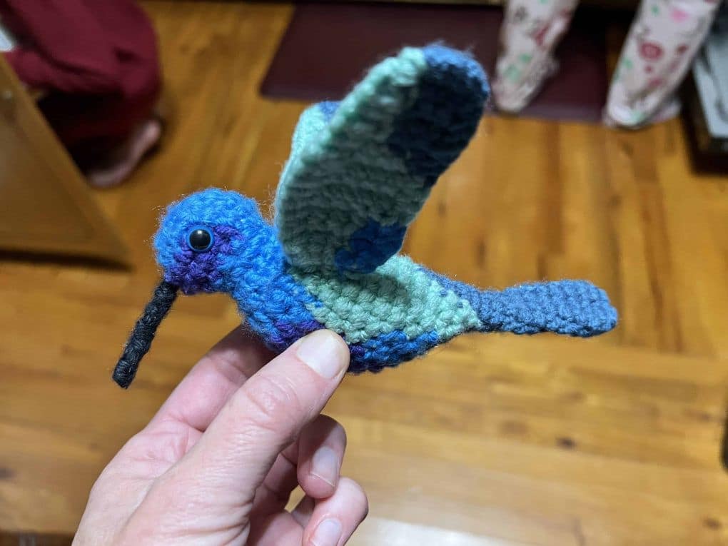crocheted hummingbird
