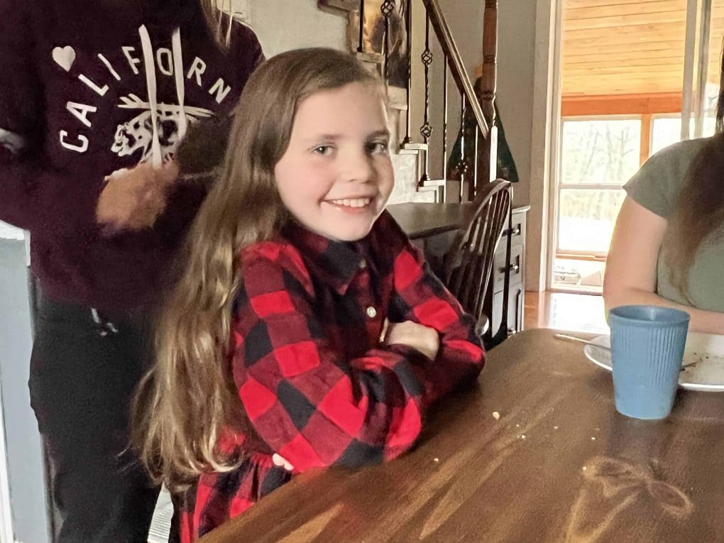 8 year old girl in plaid dress