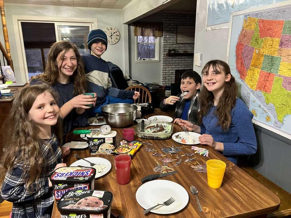 family eating ice cream