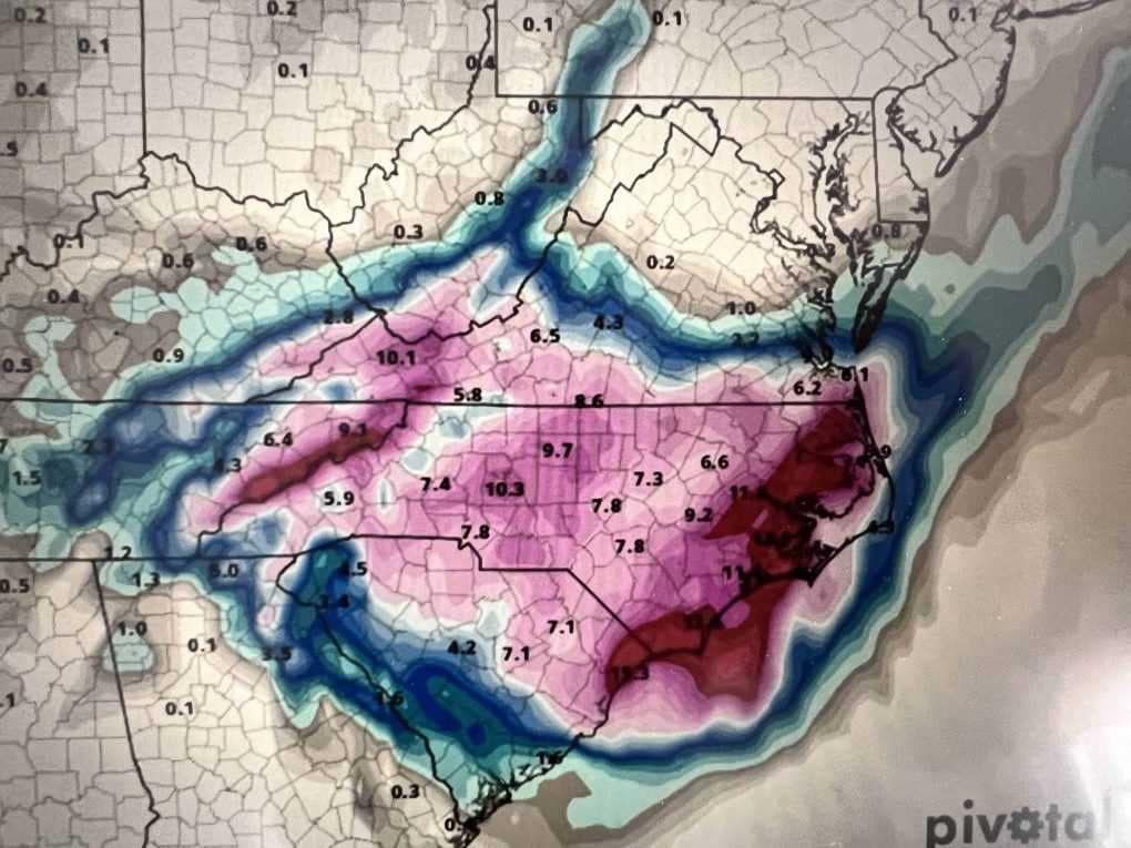 snow storm prediction for the Carolinas