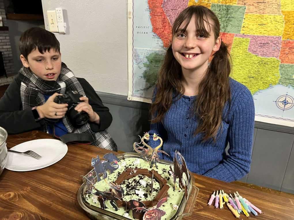 14 year old with birthday treat