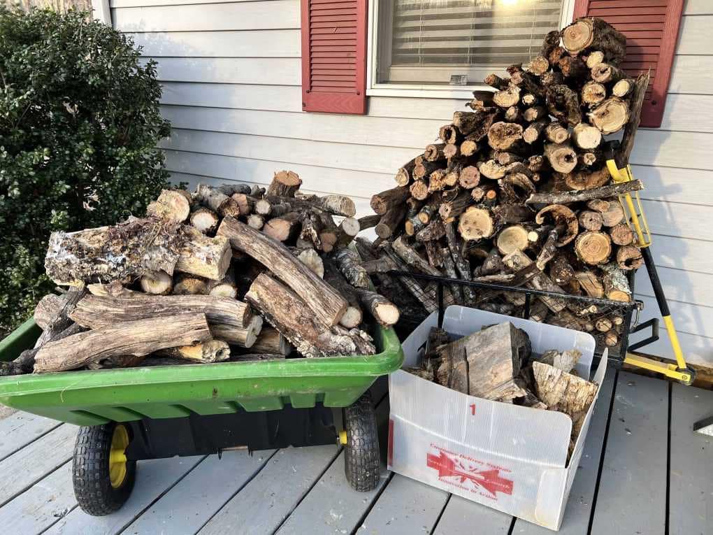 firewood on the front porch