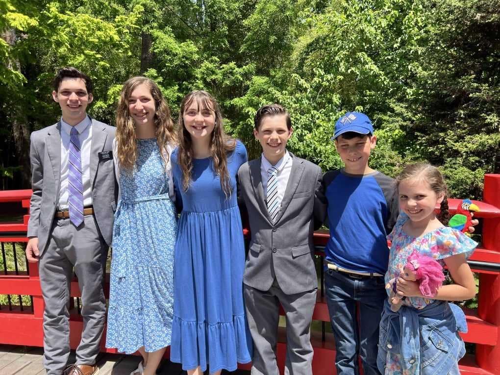 6 kids at Duke Gardens