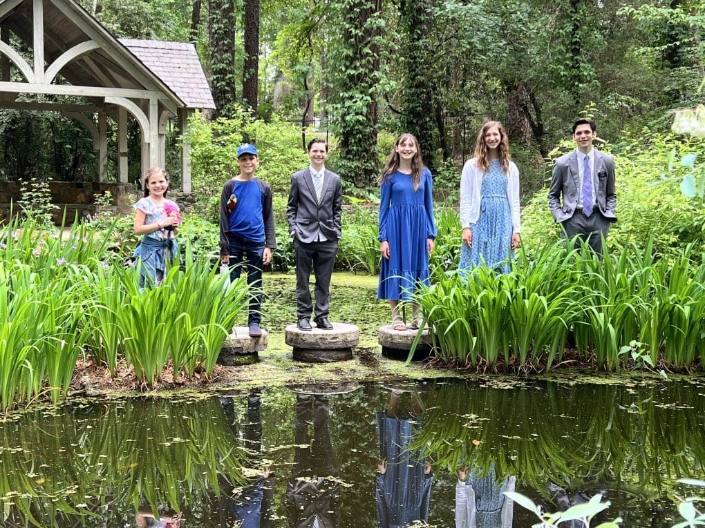 6 kids at Duke Gardens