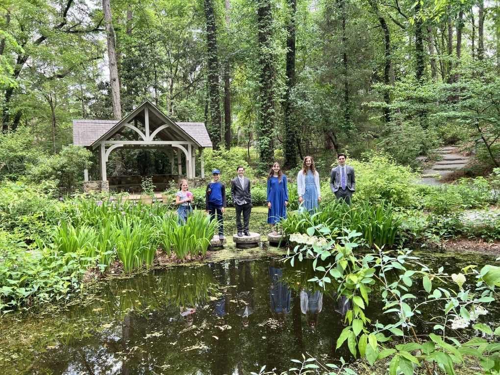 6 kids at Duke Gardens