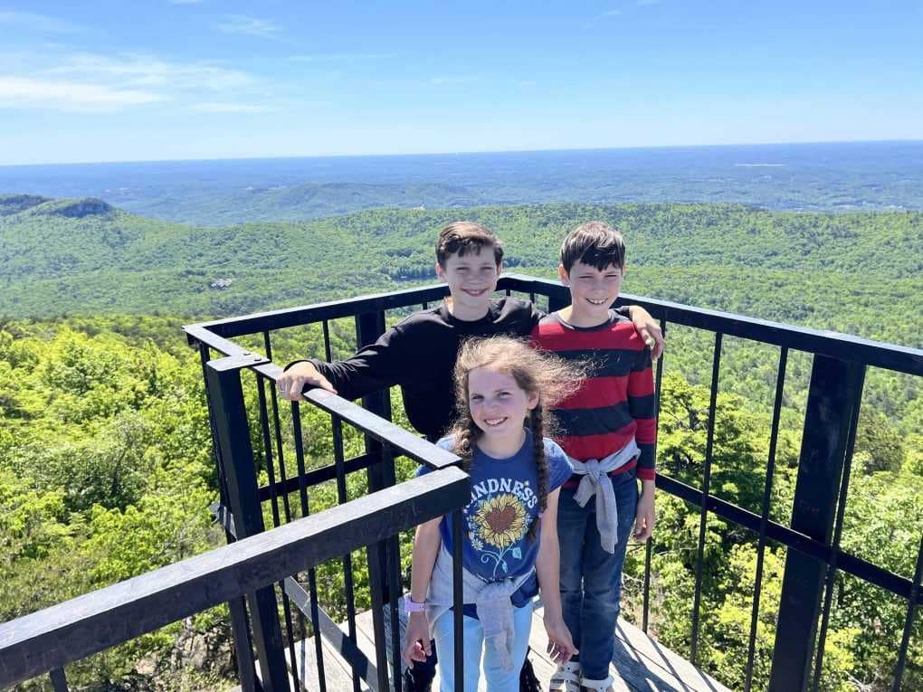 3 kids on old firetower