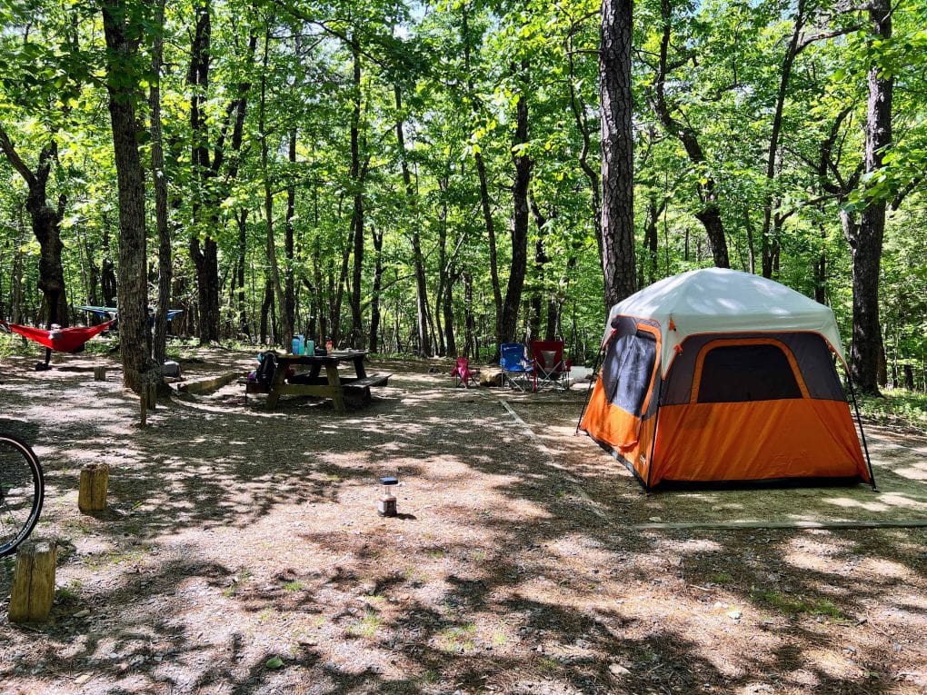 campsite with tent