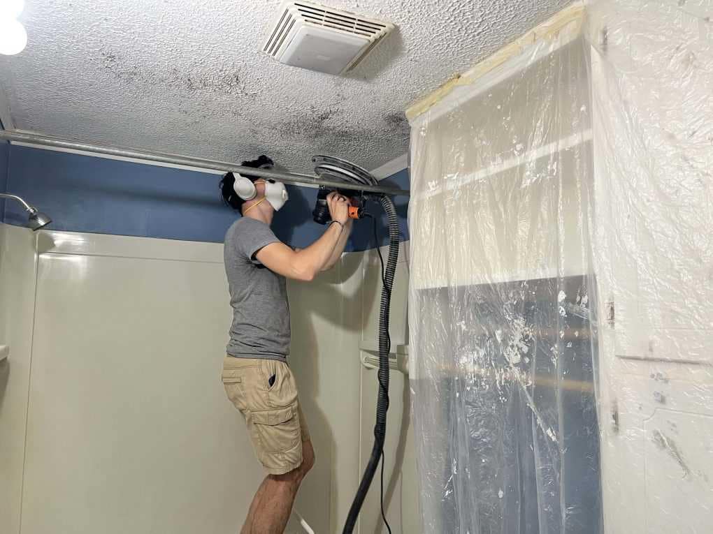 sanding bathroom ceiling