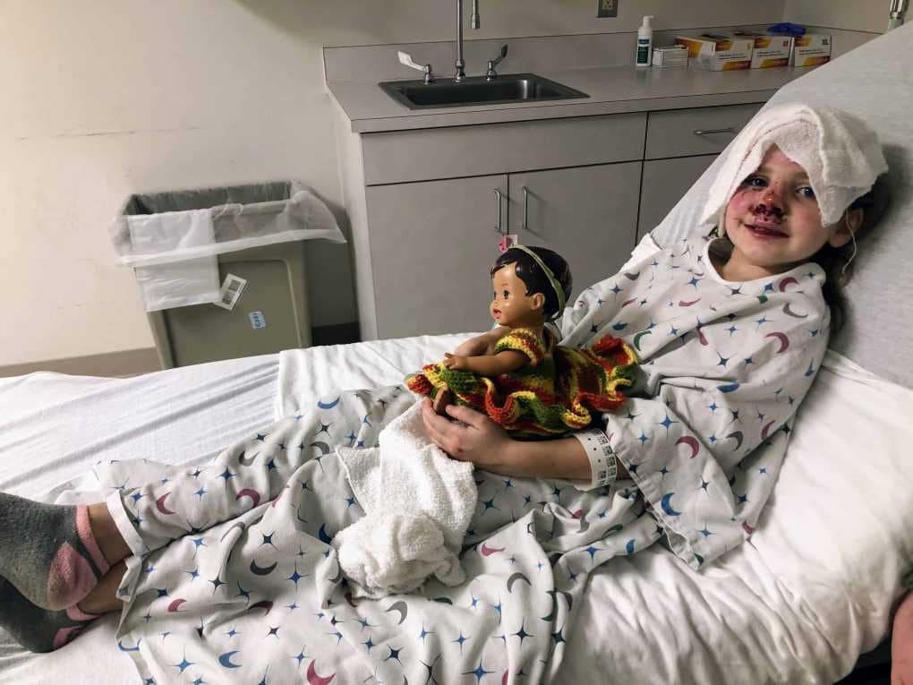 young girl in hospital