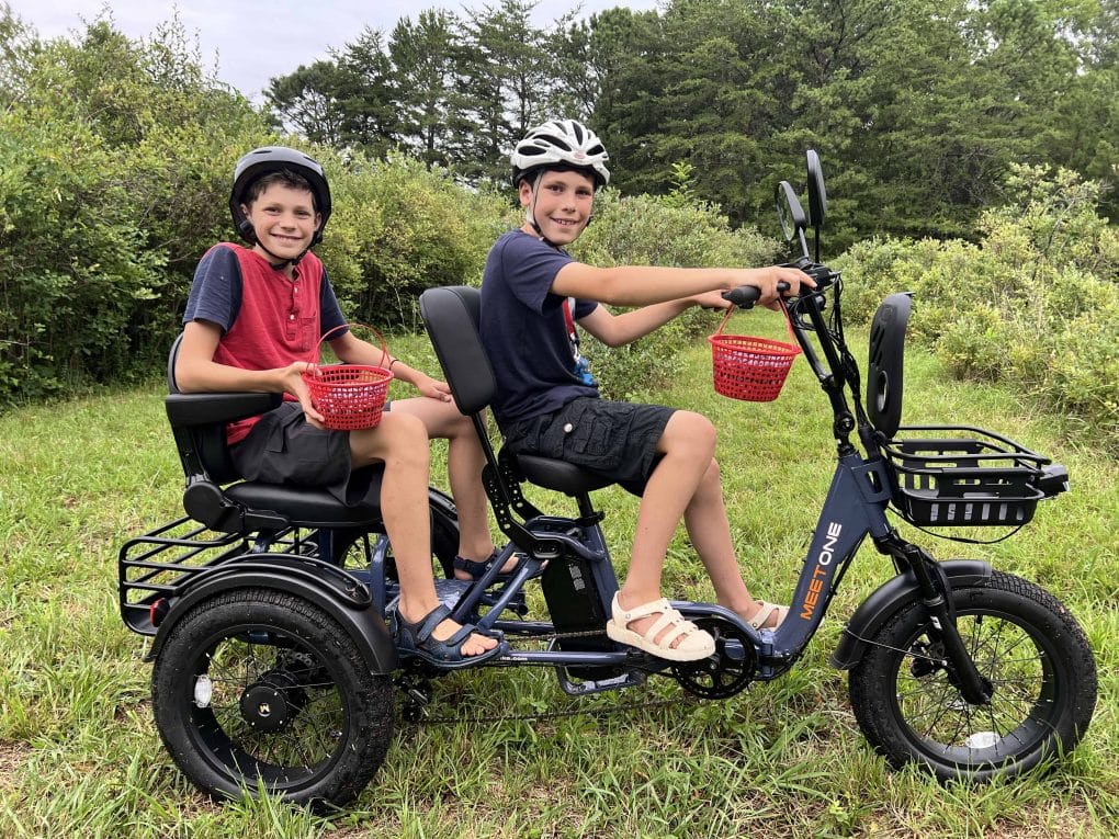 2 brothers riding an etrike