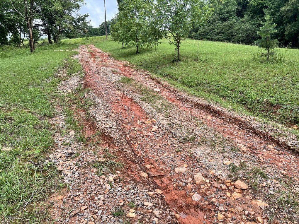 a driveway washed away