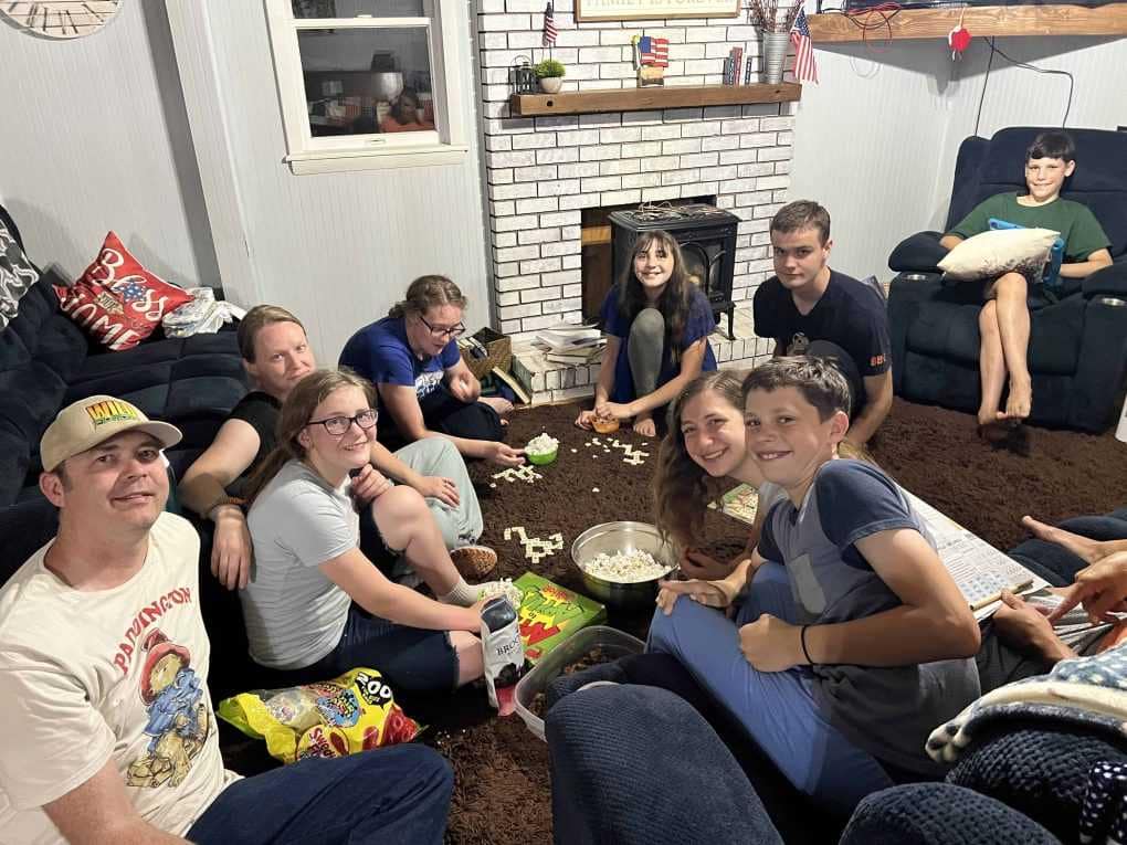 extended family hanging out playing games