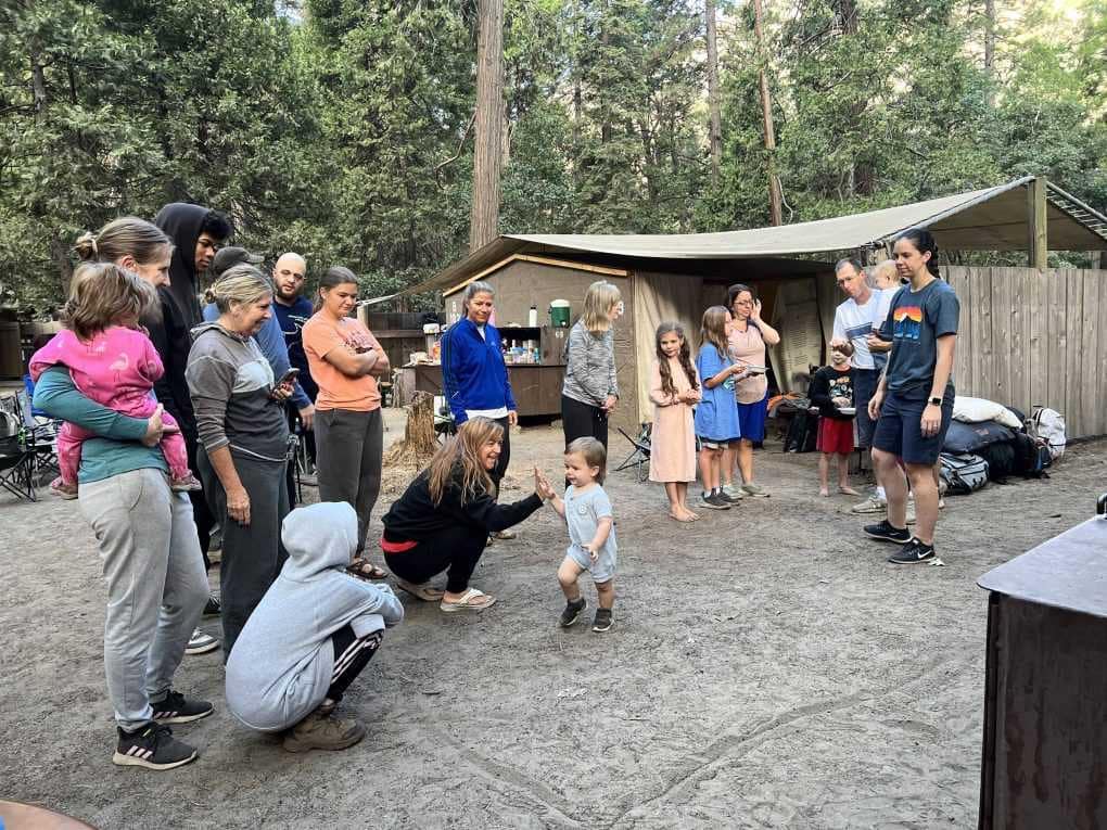 babies racing at a campground