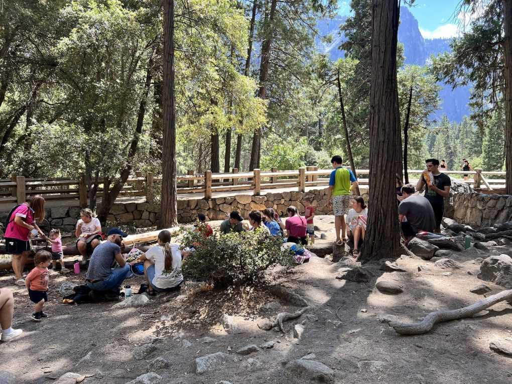 family picnicking at Yosemite