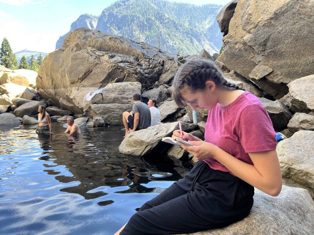 girl sketching at Yosemite
