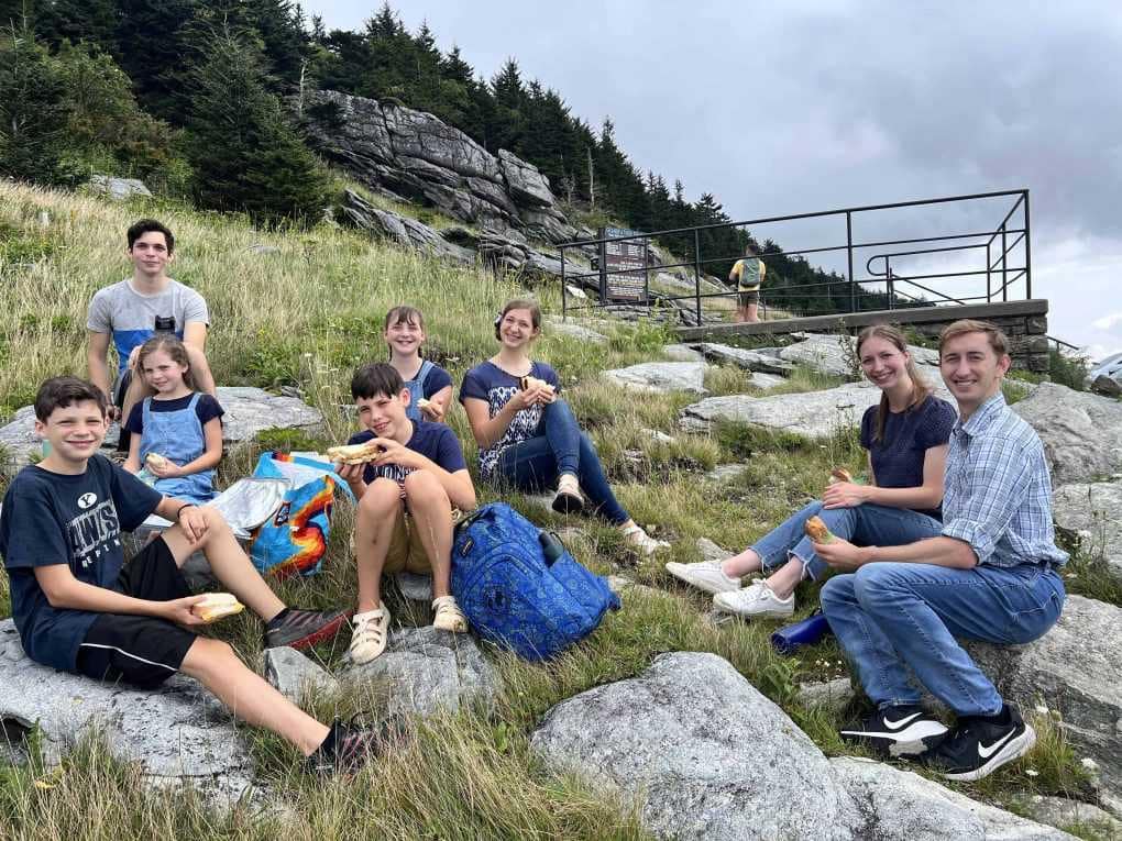 family picnic at Grandfather Mountain
