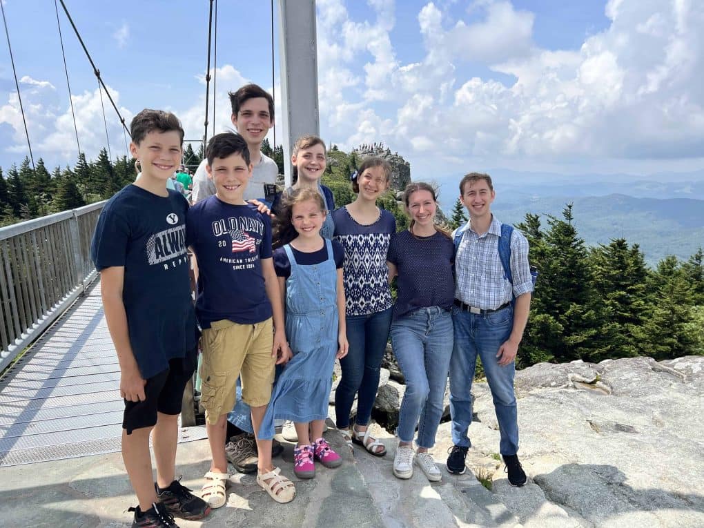 family at mile high swinging bridge