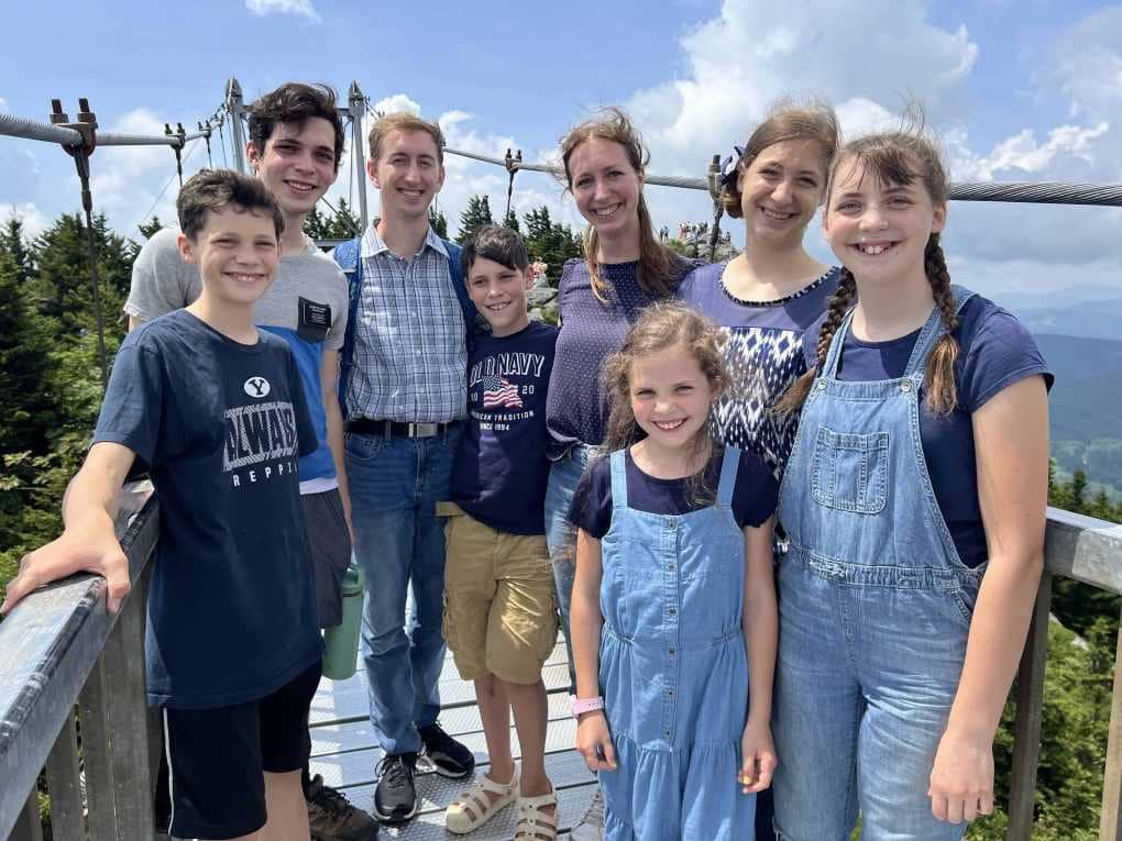 family at mile high swinging bridge