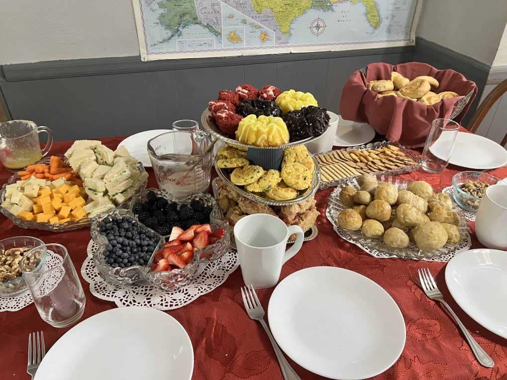 a table display of food for a party
