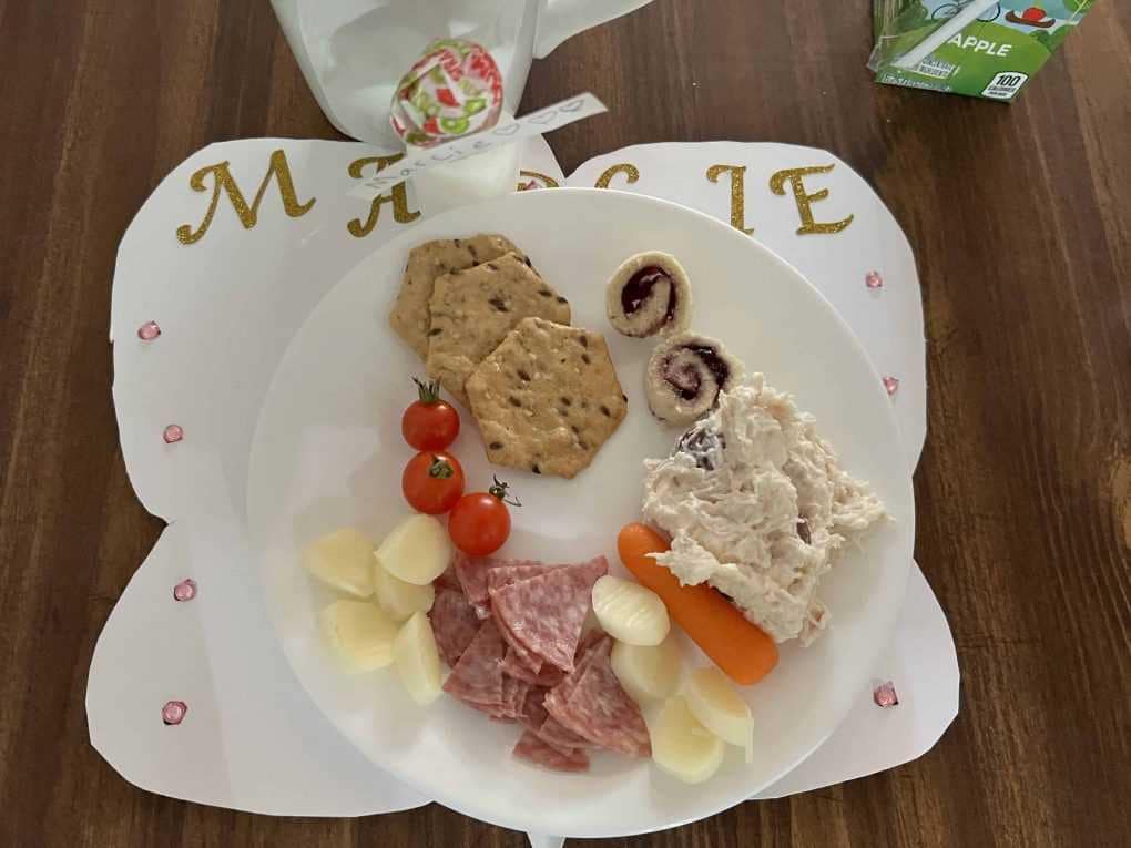 plate with tea party food on it