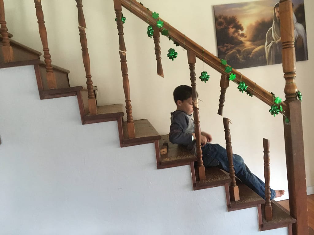 cutting out wood balustrades with a pole saw