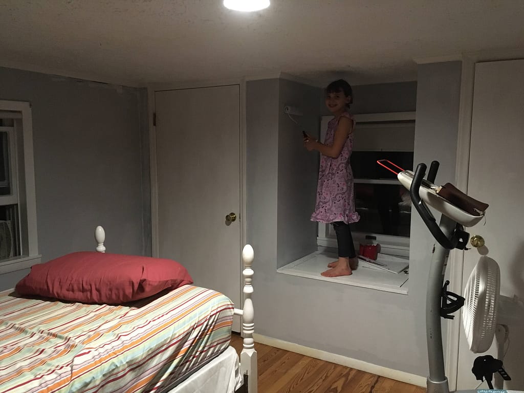 9 year old girl painting a bedroom gray