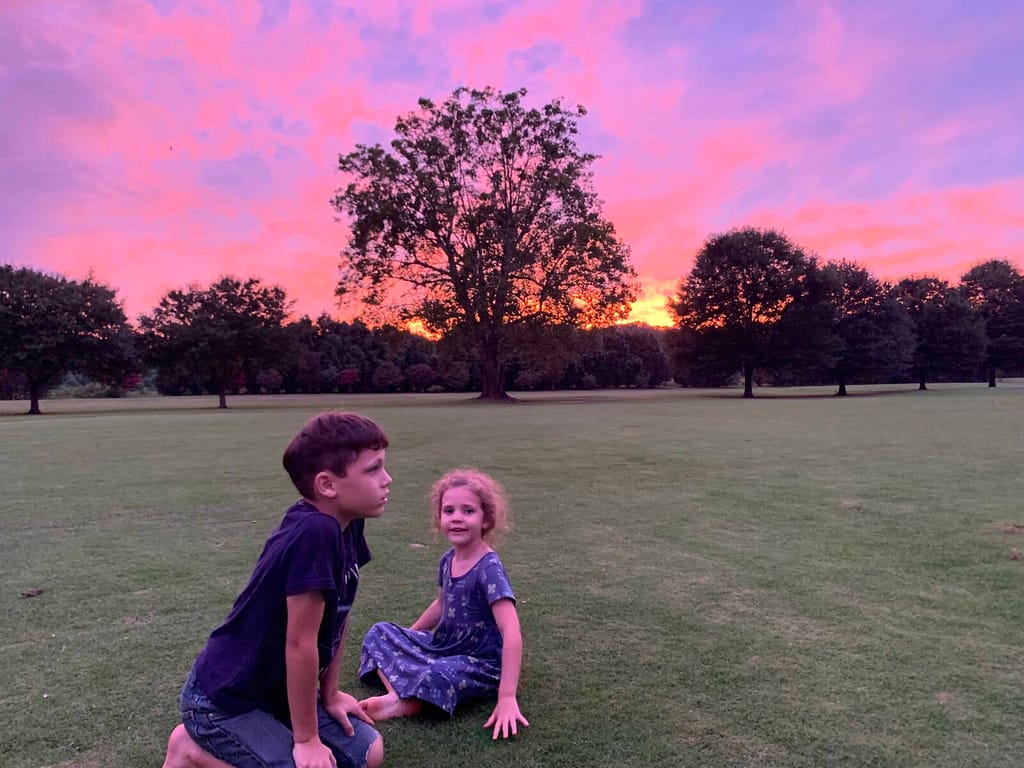 sunset on a golf course