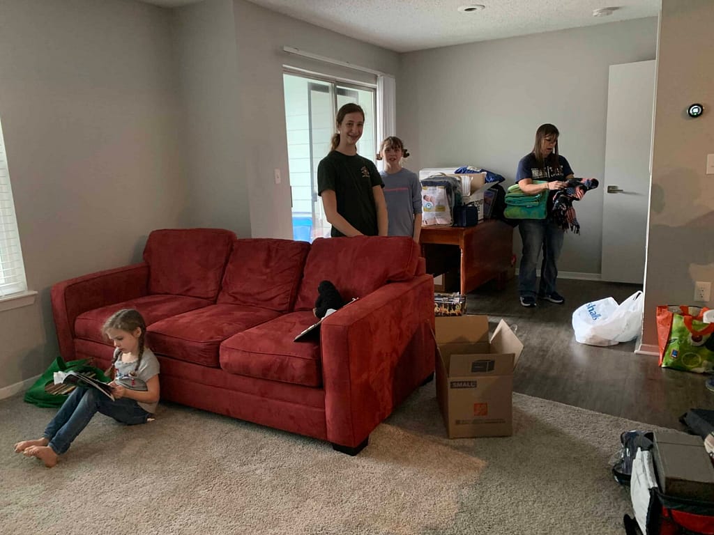 unloading boxes in new apartment