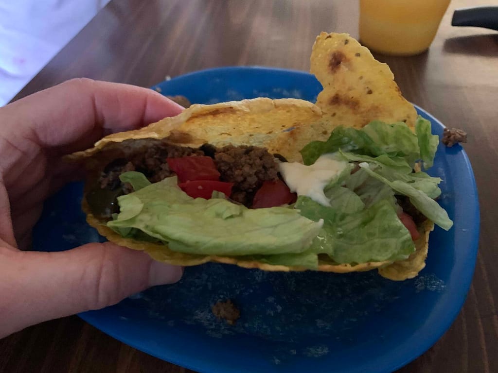 homemade taco with sprouted corn tortillas