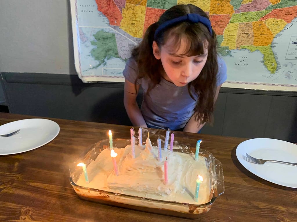 Makenna's birthday blowing out candles