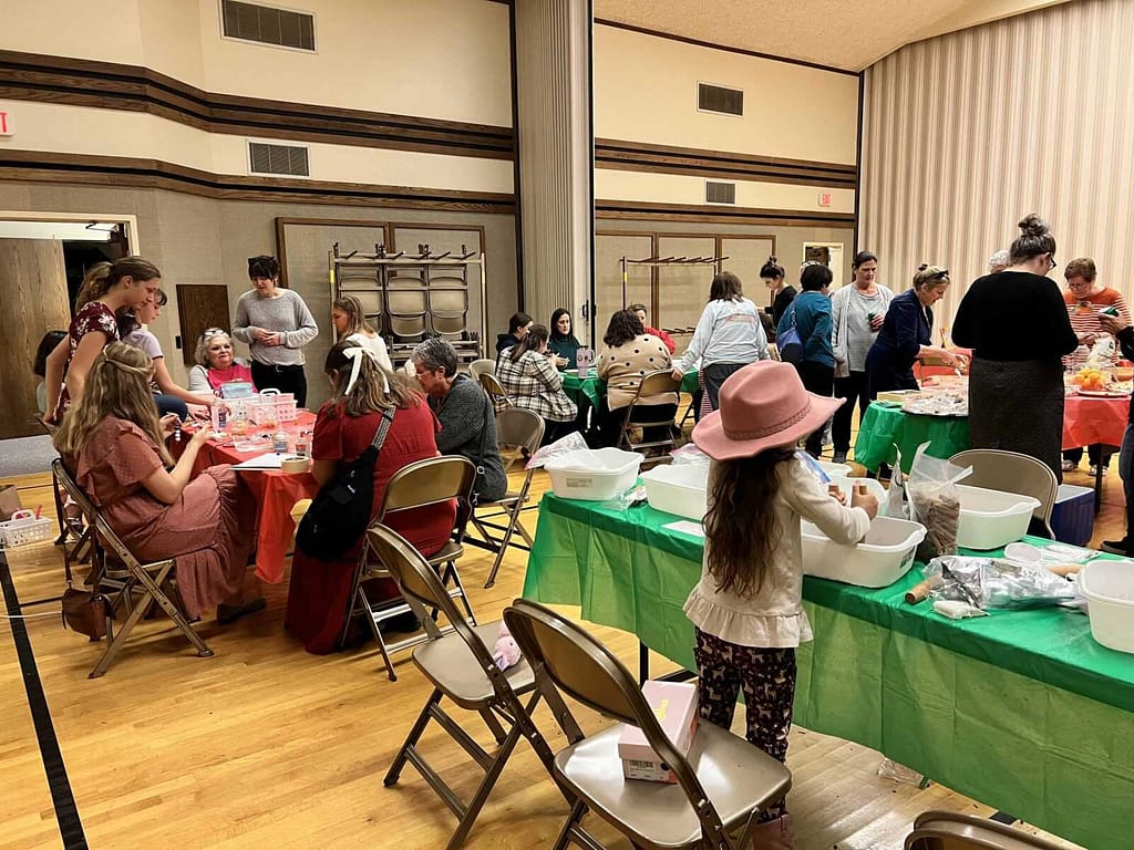 women at a craft activity