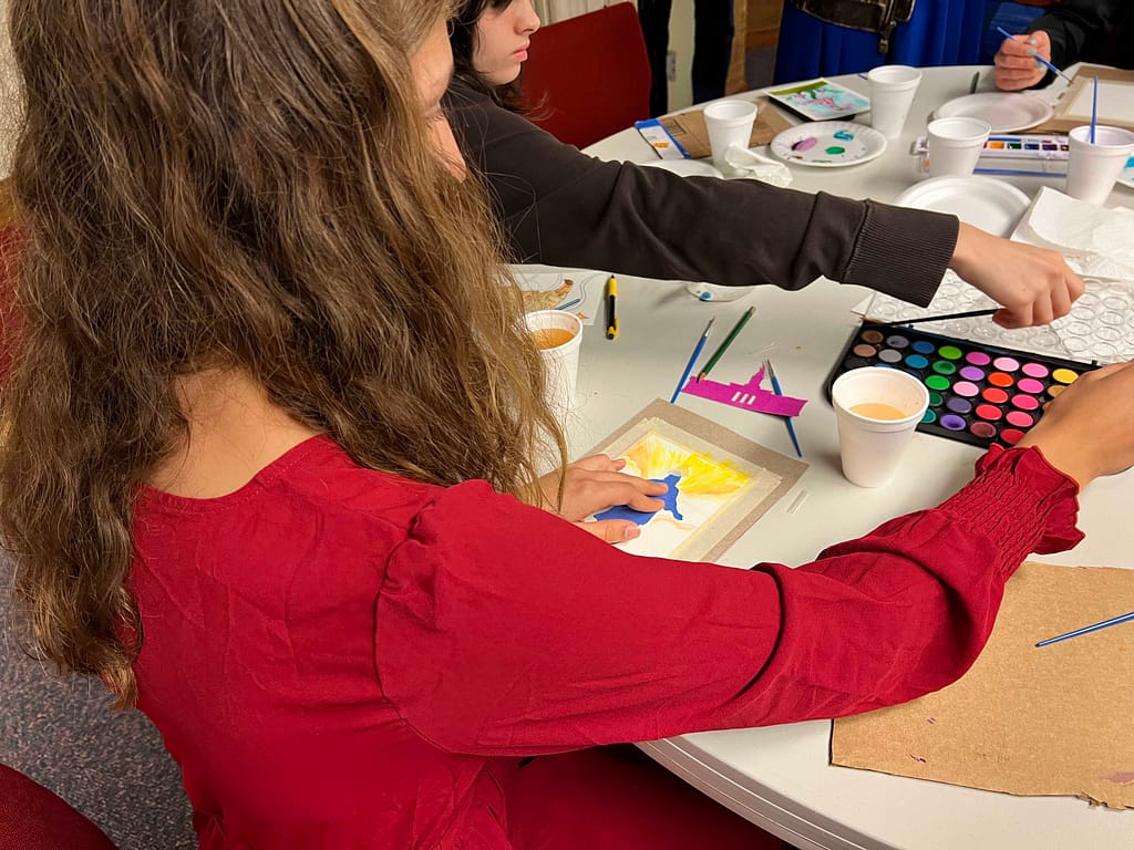 girl doing an art project