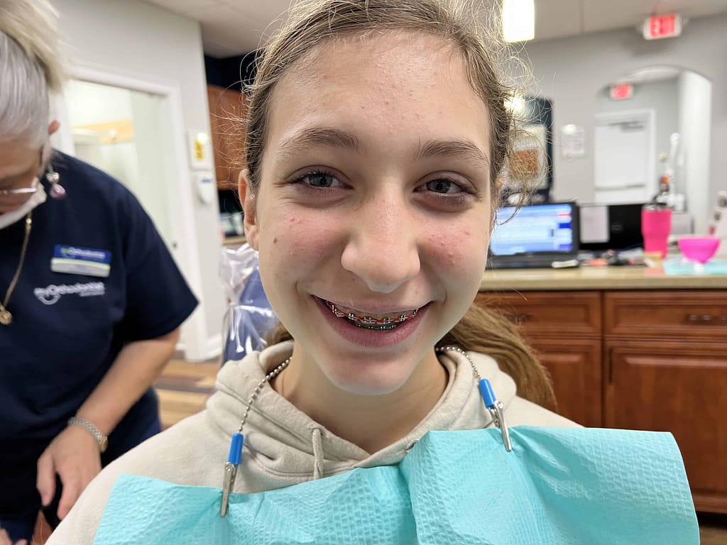 teen girl about to get her braces off