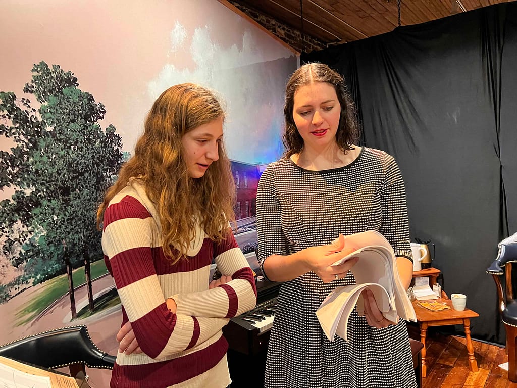 sisters talking after a show