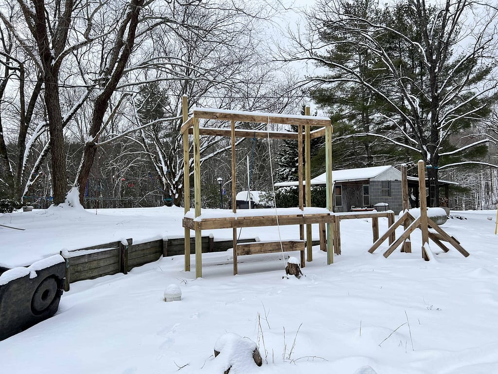 yard covered with snow