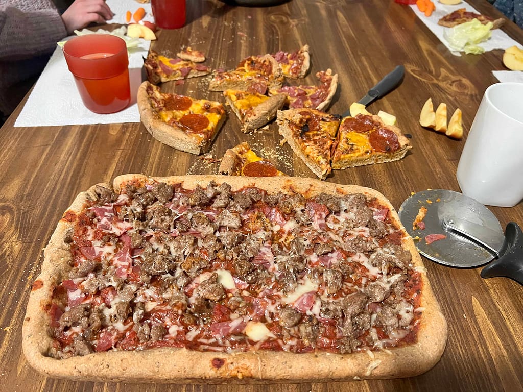 homemade Chicago deep dish pizza
