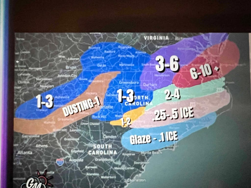 snow forecast for North Carolina