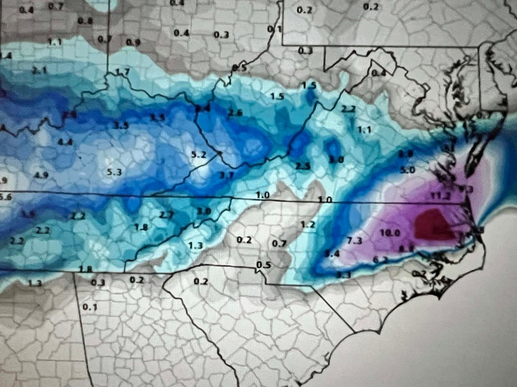 Forecasted snow storm for NC