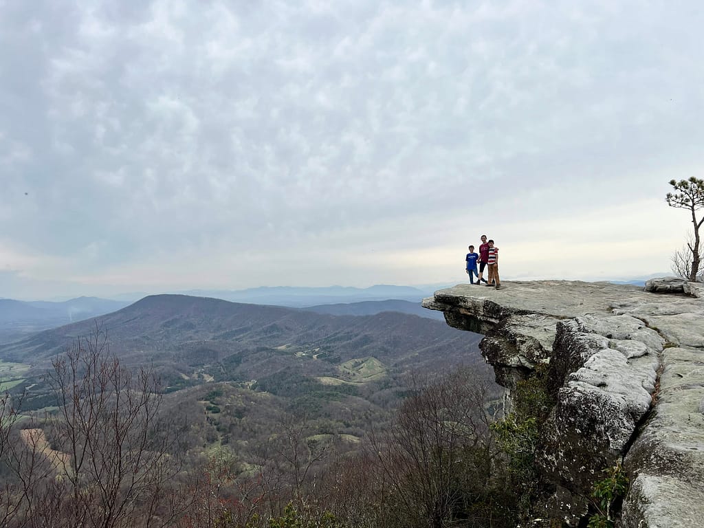 mom and 2 sons on McAffee Knob