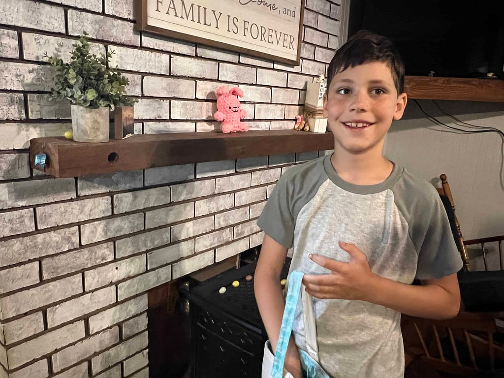 boy getting Easter candy