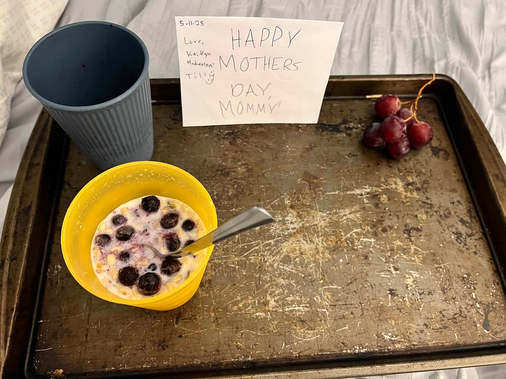 breakfast in bed on a tray