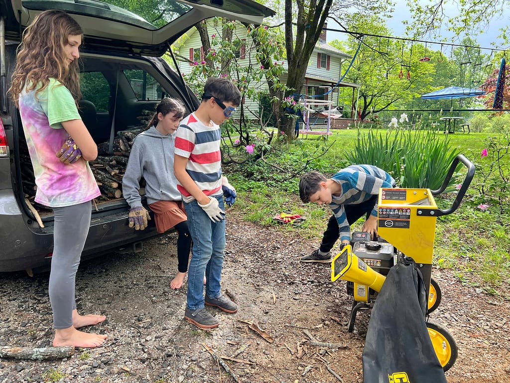 running a wood chipper